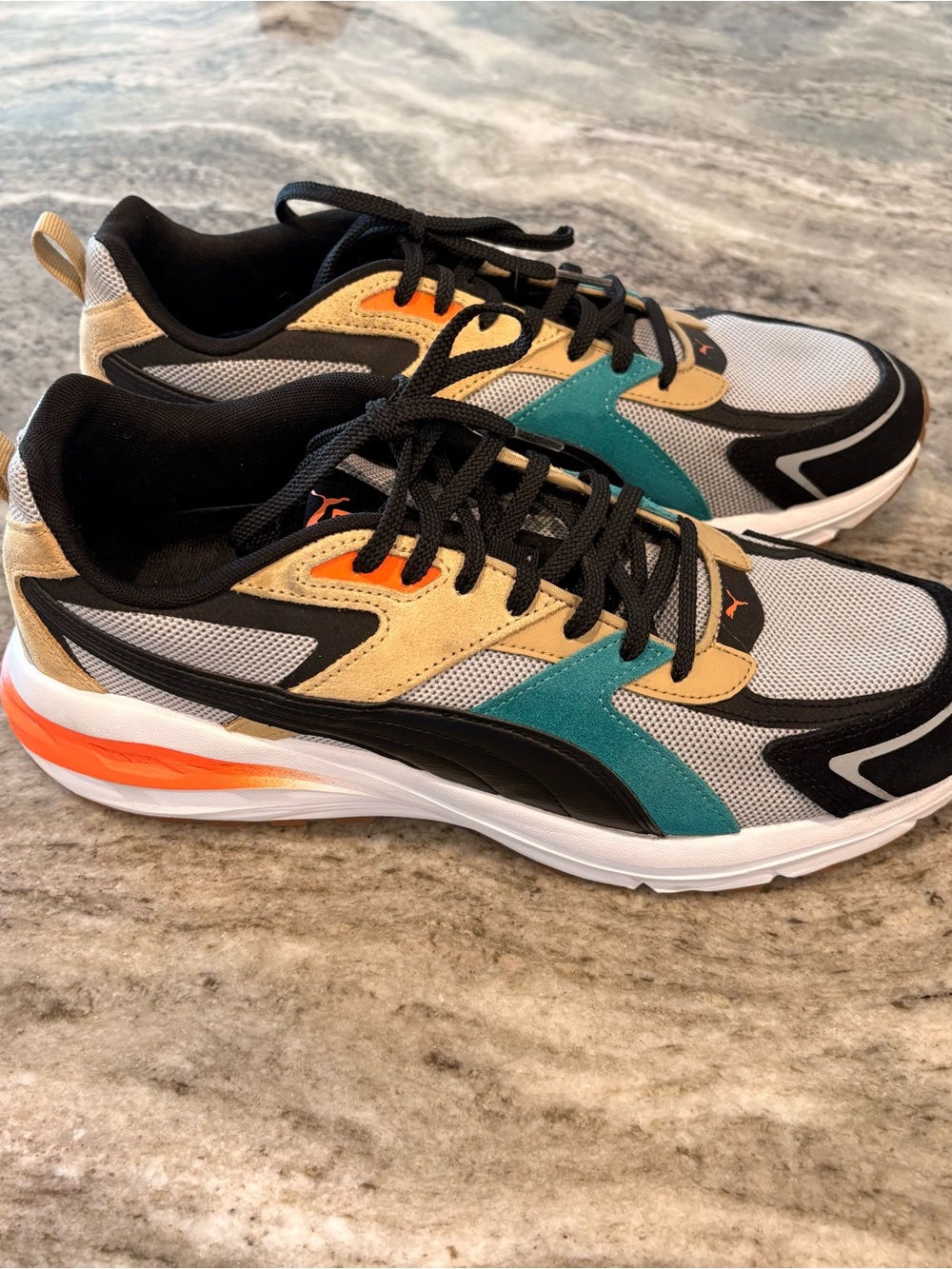 Puma Men's Black Teal Orange White Sneakers Sz11